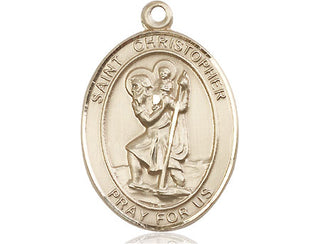 14kt Gold Filled Saint Christopher Medal Engraved Catholic Saint Jewelry