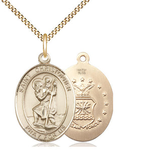 14kt Gold Filled Saint Christopher Air Force Medal Catholic Jewelry