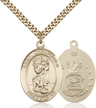14kt Gold Filled Saint Christopher Air Force Medal Catholic Jewelry