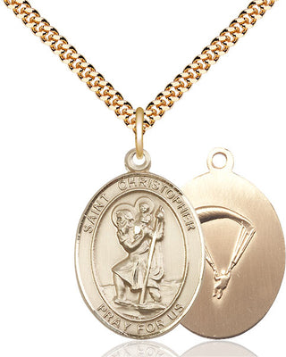 14kt Gold Filled Saint Christopher Paratrooper Medal Catholic Jewelry