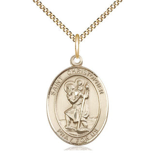 14kt Gold Filled Saint Christopher Medal Catholic Jewelry Engraved Catholic Saint Jewelry