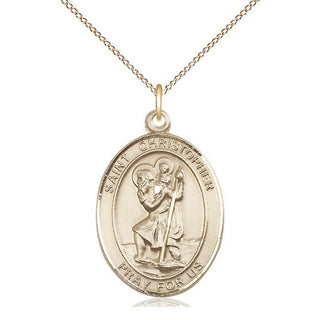14kt Gold Filled Saint Christopher Medal Catholic Jewelry Engraved Catholic Saint Jewelry