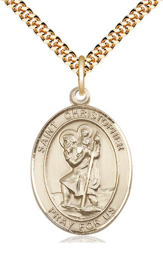 14kt Gold Filled Saint Christopher Medal Catholic Jewelry Engraved Catholic Saint Jewelry