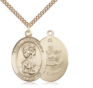 14kt Gold Saint Christopher Army Medal