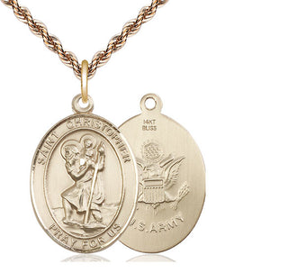 14kt Gold Saint Christopher Army Medal