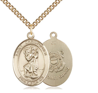 14kt Gold Saint Christopher Coast Guard Medal