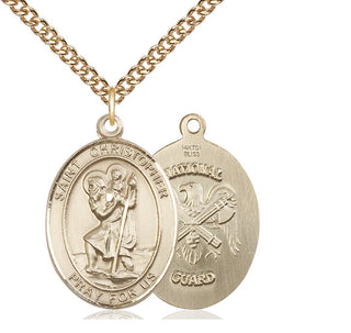 14kt Gold Saint Christopher National Guard Medal