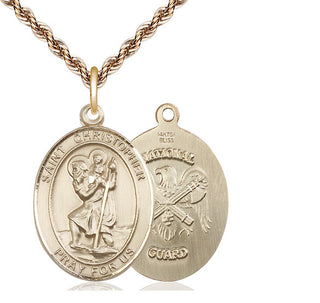 14kt Gold Saint Christopher National Guard Medal