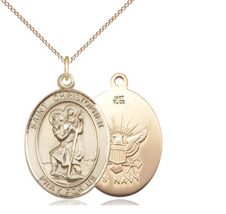 14kt Gold Saint Christopher Navy Medal