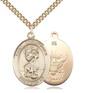 14kt Gold Saint Christopher Navy Medal