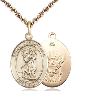 14kt Gold Saint Christopher Navy Medal