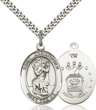 Pewter Saint Christopher Air Force Medal Catholic Jewelry
