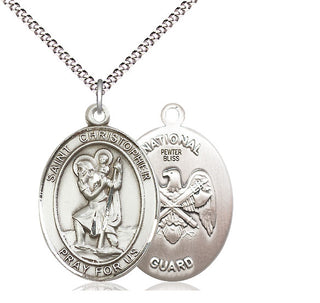 Pewter Saint Christopher National Guard Medal Catholic Jewelry