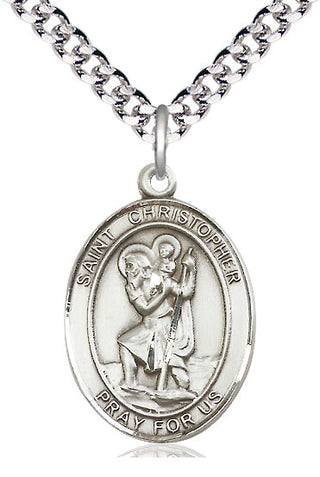 Pewter Saint Christopher Medal Catholic Jewelry Engraved Catholic Saint Jewelry