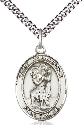Pewter Saint Christopher Medal Catholic Jewelry Engraved Catholic Saint Jewelry