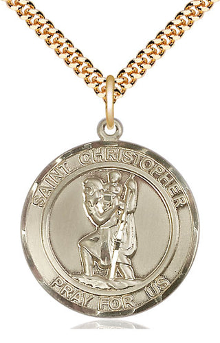 14kt Gold Filled Saint Christopher Medal Catholic Jewelry Engraved Catholic Saint Jewelry