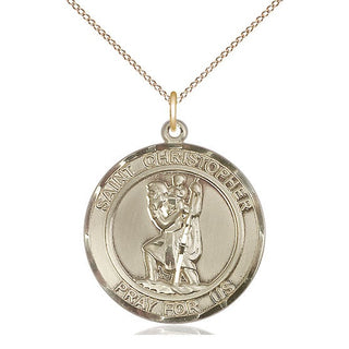 14kt Gold Saint Christopher Medal Engraved Catholic Saint Jewelry