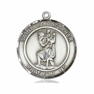 Pewter Saint Christopher Medal Engraved Catholic Saint Jewelry