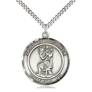 Pewter Saint Christopher Medal Catholic Jewelry Engraved Catholic Saint Jewelry