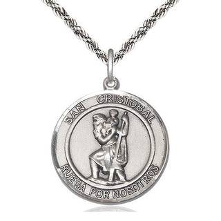 Sterling Silver San Cristobal Medal Catholic Jewelry Engraved Catholic Saint Jewelry