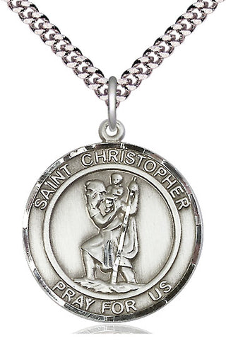 Sterling Silver Saint Christopher Medal Catholic Jewelry Engraved Catholic Saint Jewelry