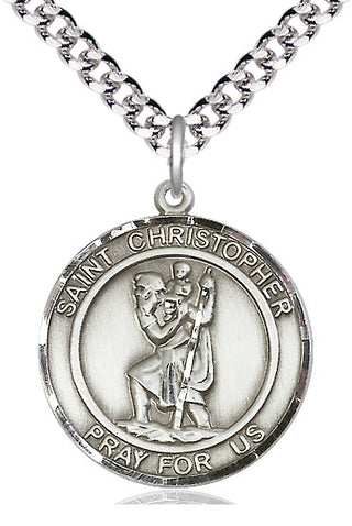 Sterling Silver Saint Christopher Medal Catholic Jewelry Engraved Catholic Saint Jewelry