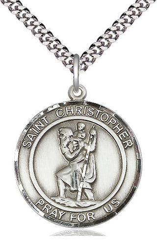 Sterling Silver Saint Christopher Medal Catholic Jewelry Engraved Catholic Saint Jewelry
