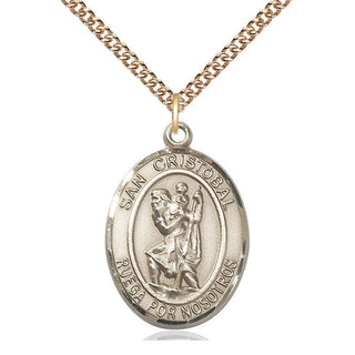 14kt Gold Filled San Cristobal Medal Catholic Jewelry Engraved Catholic Saint Jewelry
