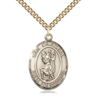 14kt Gold Filled San Cristobal Medal Catholic Jewelry Engraved Catholic Saint Jewelry
