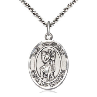 Sterling Silver San Cristobal Medal Catholic Jewelry Engraved Catholic Saint Jewelry