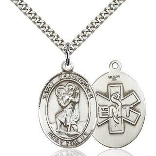 Sterling Silver Saint Christopher EMT Medal Catholic Jewelry