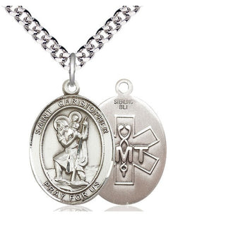 Sterling Silver Saint Christopher EMT Medal Catholic Jewelry