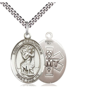 Sterling Silver Saint Christopher EMT Medal Catholic Jewelry