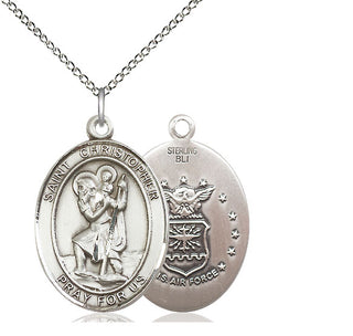 Sterling Silver Saint Christopher Air Force Medal Catholic Jewelry