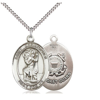 Sterling Silver Saint Christopher Coast Guard Medal Catholic Jewelry