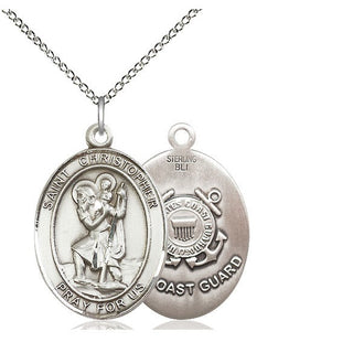 Sterling Silver Saint Christopher Coast Guard Medal Catholic Jewelry