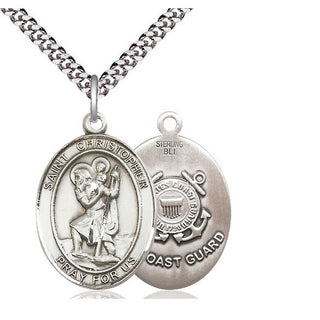 Sterling Silver Saint Christopher Coast Guard Medal Catholic Jewelry