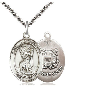 Sterling Silver Saint Christopher Coast Guard Medal Catholic Jewelry