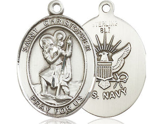 Sterling Silver Saint Christopher Navy Medal Catholic Jewelry
