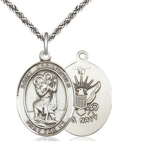 Sterling Silver Saint Christopher Navy Medal Catholic Jewelry
