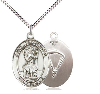 Sterling Silver Saint Christopher Paratrooper Medal Catholic Jewelry