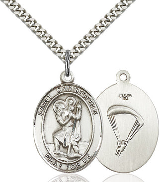 Sterling Silver Saint Christopher Paratrooper Medal Catholic Jewelry