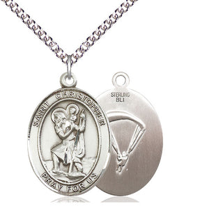 Sterling Silver Saint Christopher Paratrooper Medal Catholic Jewelry