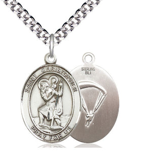 Sterling Silver Saint Christopher Paratrooper Medal Catholic Jewelry