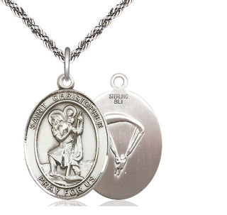Sterling Silver Saint Christopher Paratrooper Medal Catholic Jewelry