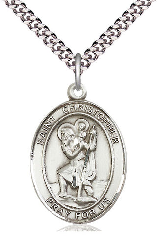 Pewter Saint Christopher Medal Catholic Jewelry Engraved Catholic Saint Jewelry