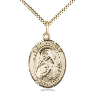 14kt Gold Filled Saint Dorothy Medal Catholic Jewelry Engraved Catholic Saint Jewelry