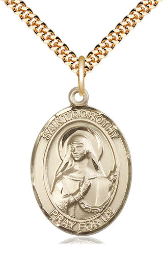 14kt Gold Filled Saint Dorothy Medal Catholic Jewelry Engraved Catholic Saint Jewelry