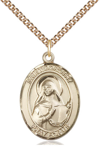 14kt Gold Filled Saint Dorothy Medal Catholic Jewelry Engraved Catholic Saint Jewelry