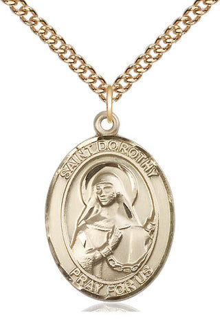 14kt Gold Filled Saint Dorothy Medal Catholic Jewelry Engraved Catholic Saint Jewelry
